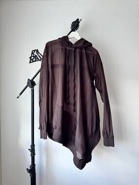 Unravel Project Brown Sheer Nylon Packable Hooded Jacket